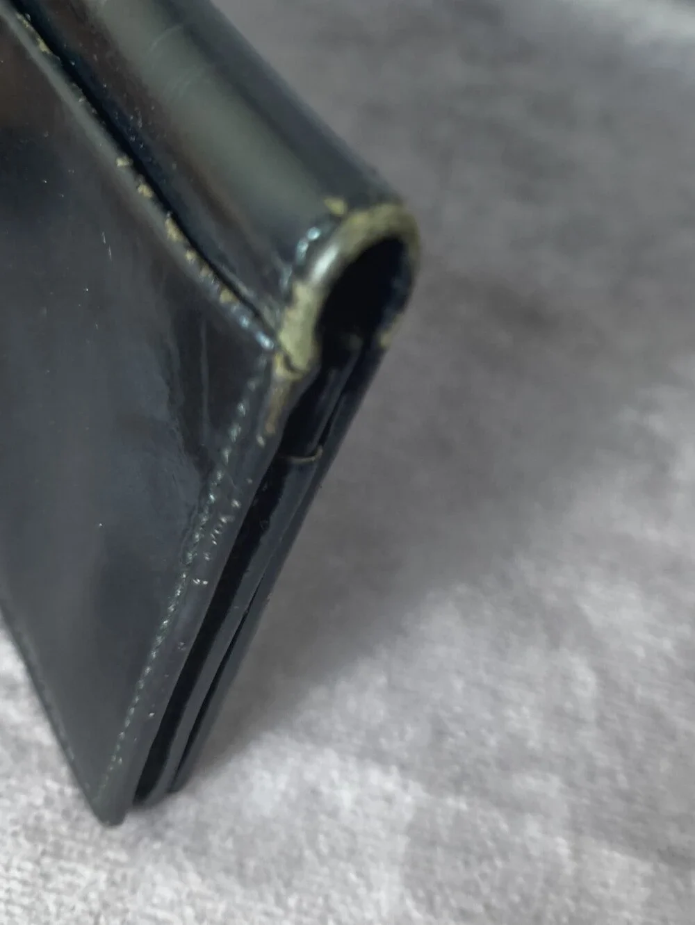Gucci Black Patent Leather Bifold Vintage Compact Card Case Wallet